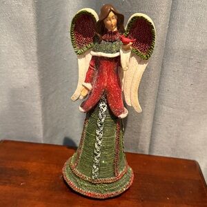 VTG Tii Collections Holiday Sweater Angel Holding Cardinal  8 1/2” X6705